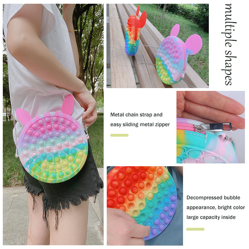 Hámster pionero descompresión juguete completo material de silicona burbuja prensa descompresión juguete animal lindo bolso de hombro bolso de las mujeres image 4
