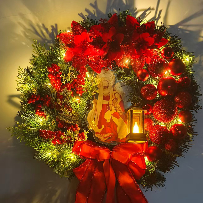 30 cm Weihnachtskranz für Haustür, Rotgold, Fenster, Wand, Türdekoration, 2024, Weihnachtsgirlande, Ornament, Guirnalda Navidad – Detail 3