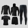 ㊶㉟㊁↬◓↬Pure black long-sleeved five-piece set↫◓↫