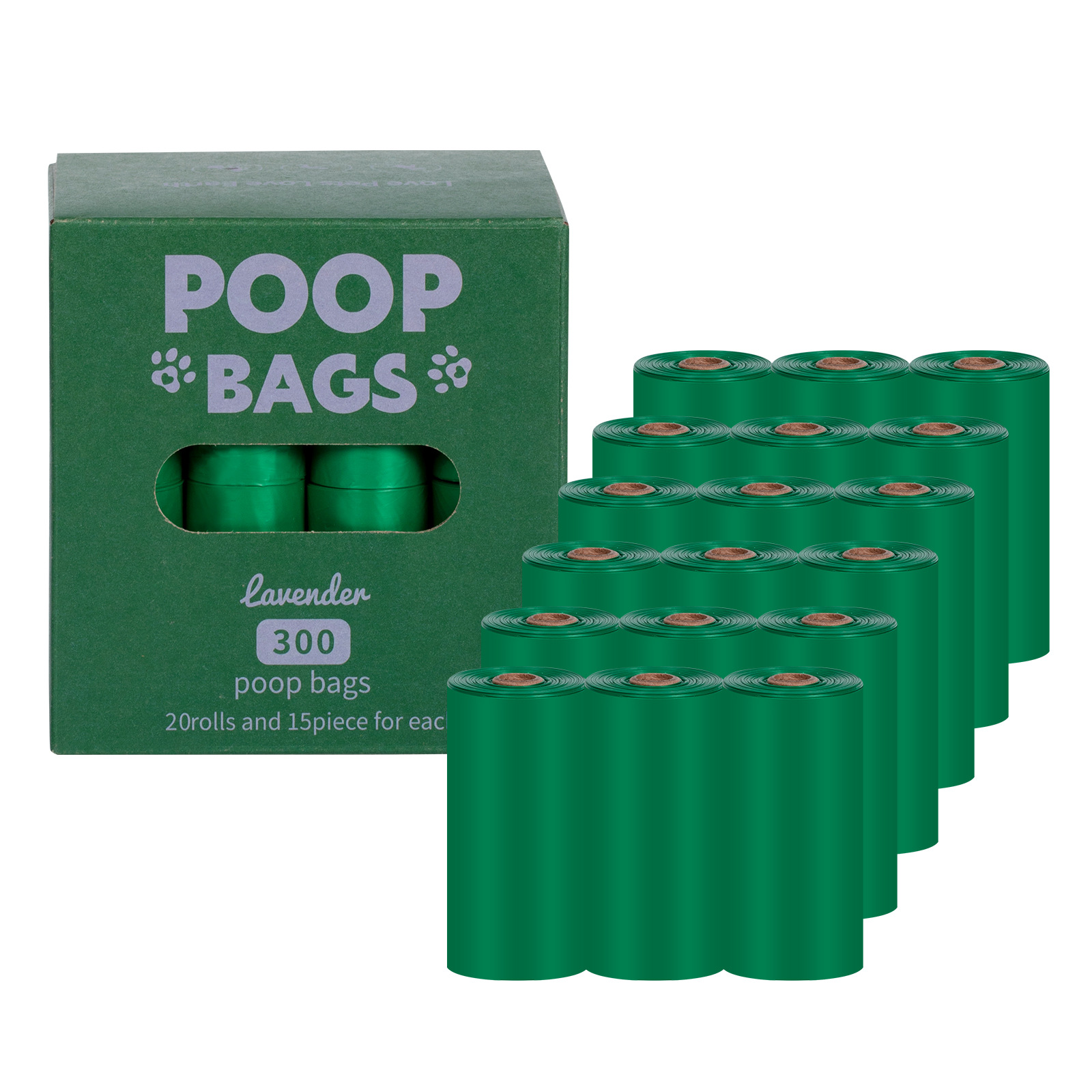 Nuevo medio ambiente biodegradable bolsa de basura de mascotas bolsa de basura distribuidor de bolsa de heces OPP caja de cabeza de fijación empaquetada bolsa de heces