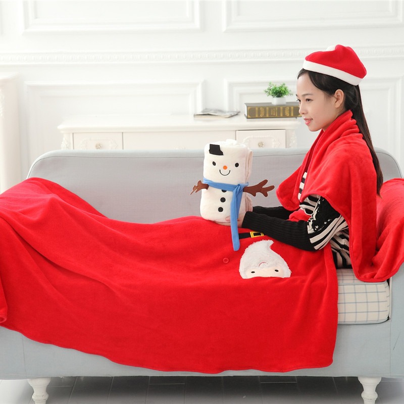 Santa Claus ELK muñeco de nieve plegable almuerzo rollo manta decoración del hogar de Navidad aire acondicionado coral manta de lana