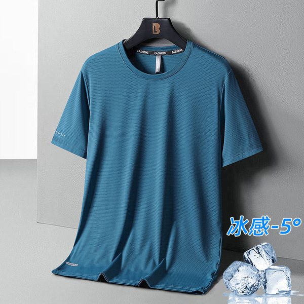 Summer silk quick dry breathable thin sports short sleeve T-shirt…