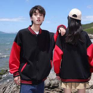 Autumn and winter baseball uniform work clothes sweater printed embroidered logo fleece-lined drop shoulder sweater warm coat wholesale