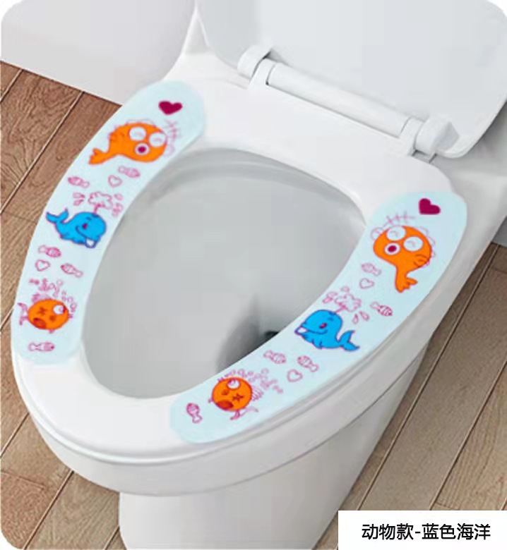 Impreso de dibujos animados de corte adhesivo estático pegatinas de baño lavable baño asiento del inodoro cojín