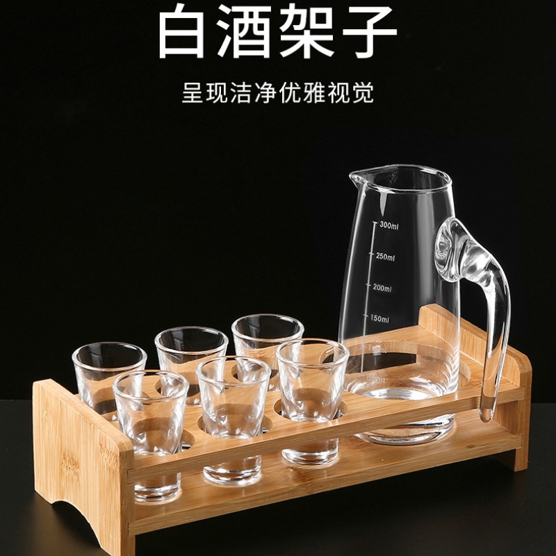 Vaso de licor de bambú divididor de licor estante de bala un soporte de tazas de bambú y madera estante de almacenamiento de tazas de licor pequeño soporte de tazas de licor