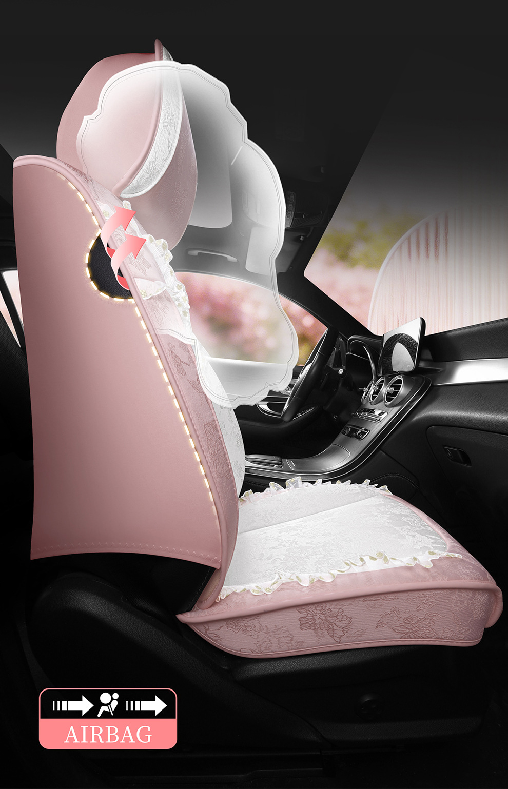 2026 New Model Ancient Style Camellia Jacquard Embossed Lace All-Season Car Seat Cushions Wholesale Cross-Border Export