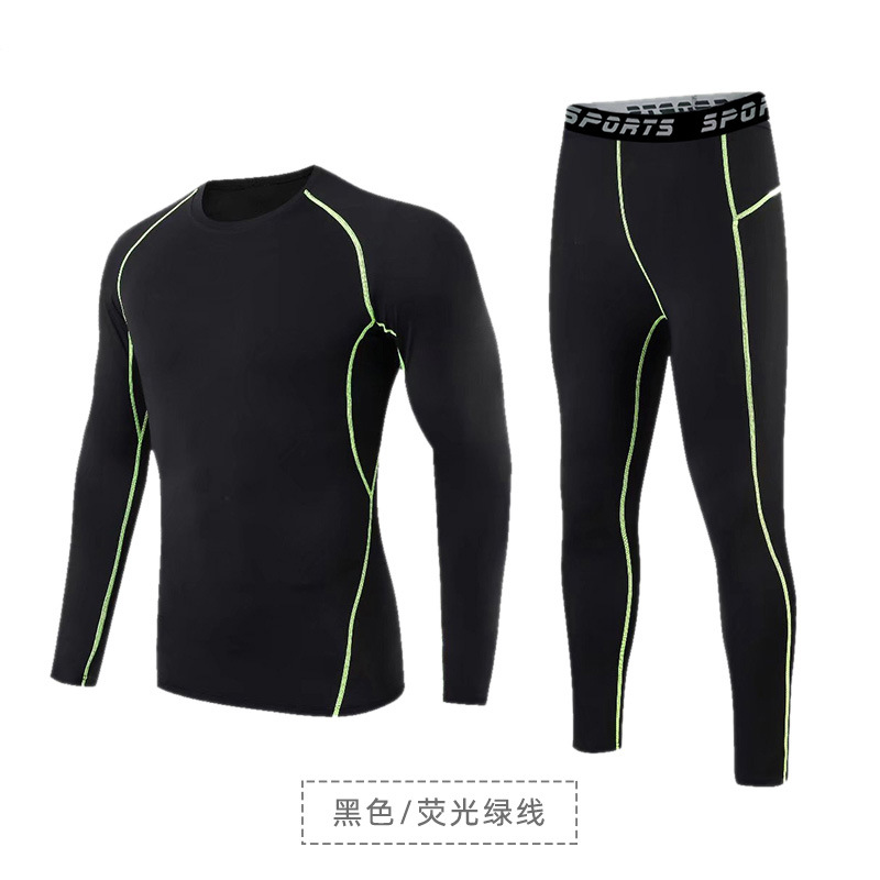 Otoño traje ajustado de los hombres deportes al aire libre correr fitness apretado alto estiramiento Slim Shaping traje