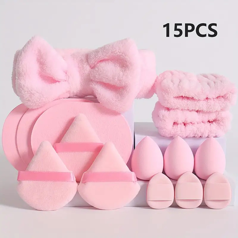 Explosión transfronteriza triángulo huevo polvo de maquillaje coral pulsera arco correa de cabello conjunto de fábrica al por mayor