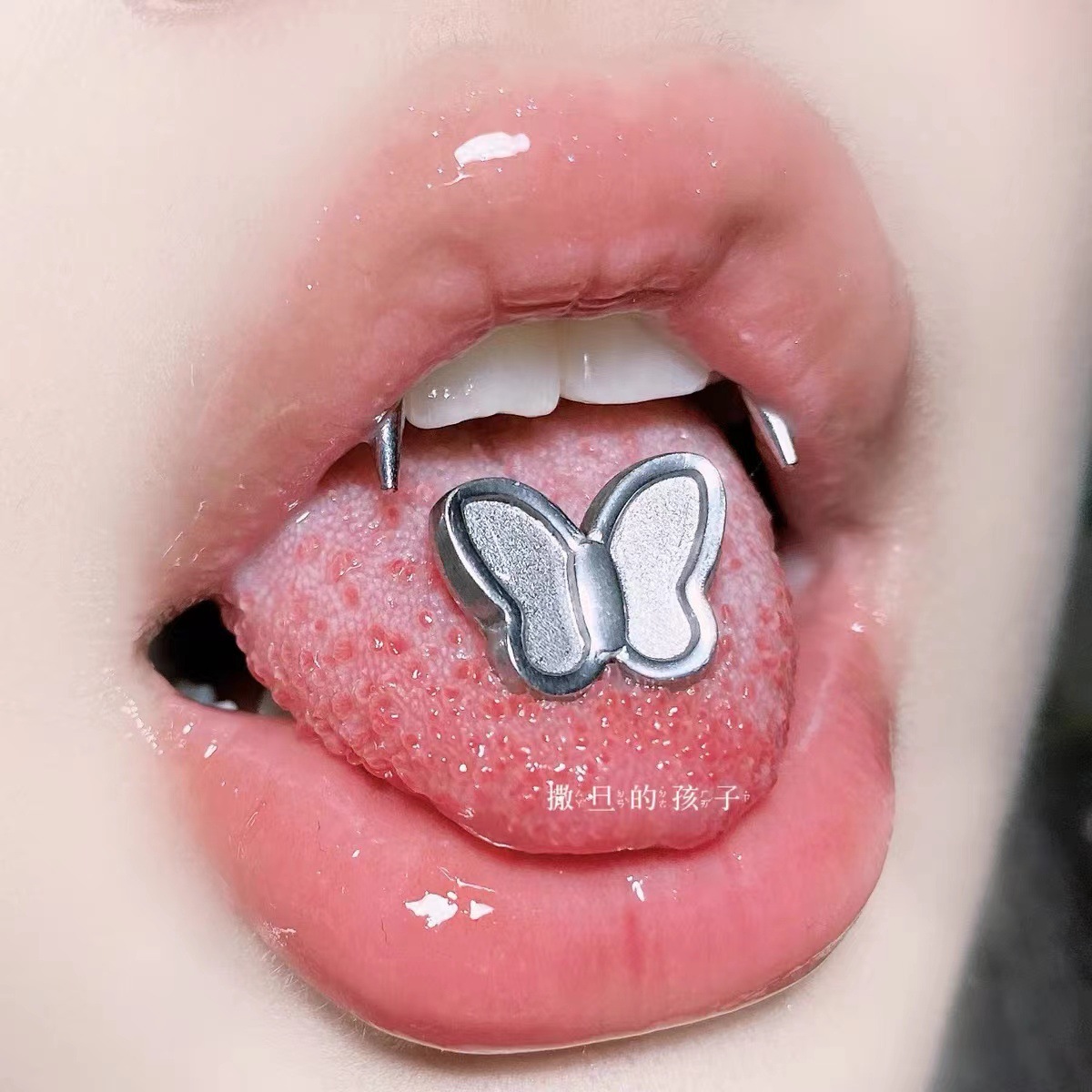 Labret stud lip piercing jewelry styling detail