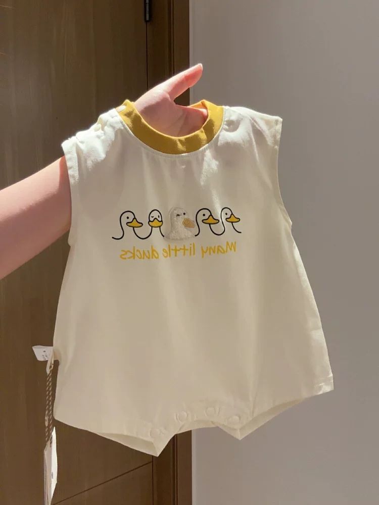 Baby Vest Jumpsuit Summer Thin Super Cute Full Moon Baby Clothes Summer Clothes Small Month Old Category a Outdoor Crawling Clothes 1