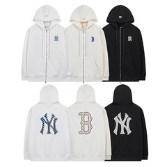 MLB秋冬新款刺绣logo连帽拉链休闲运动百搭男女同款开衫卫衣外套