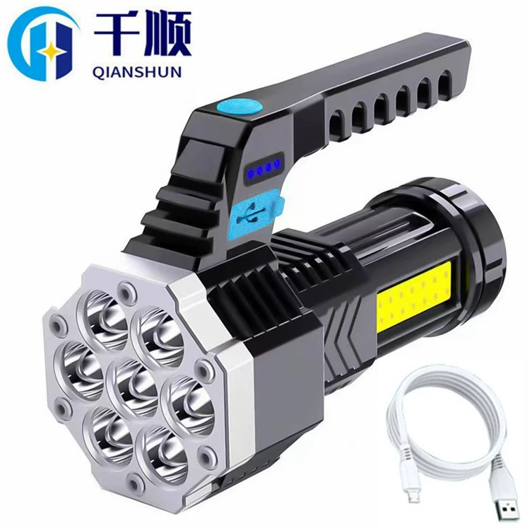 Трансграничный фонарик, перезаряжаемый супер яркий USB-фонарик для улицы, большой дальности, мощный бытовой Прочный портативный прожектор
