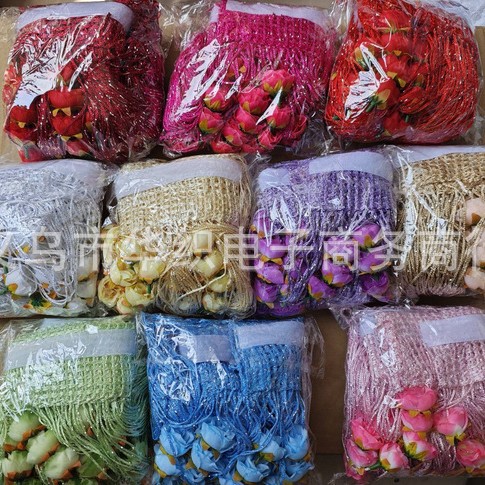 Beauty Salon Clothing Store Curtain 1* 2m Rose Flower Door Curtain Partition Curtain Korean-Style Hanging Curtain Silver Thread Flower Decoration