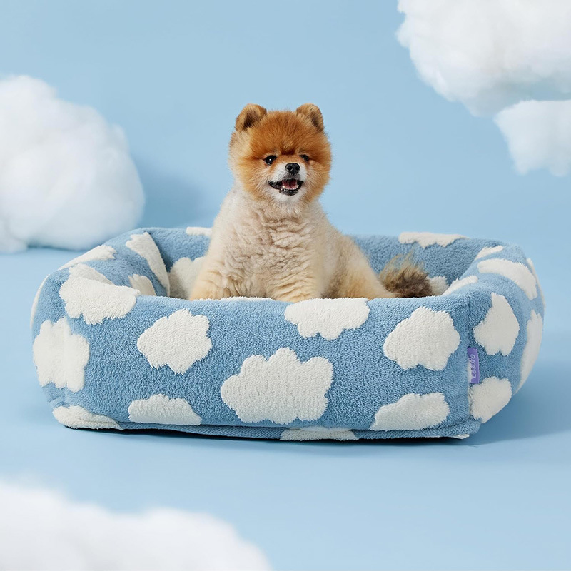 Perro Yunduo, jacquard de terciopelo Shumian, engrosamiento, cálido, nido para gatos, cómoda y suave, alfombra para perros, crossover cuadrado