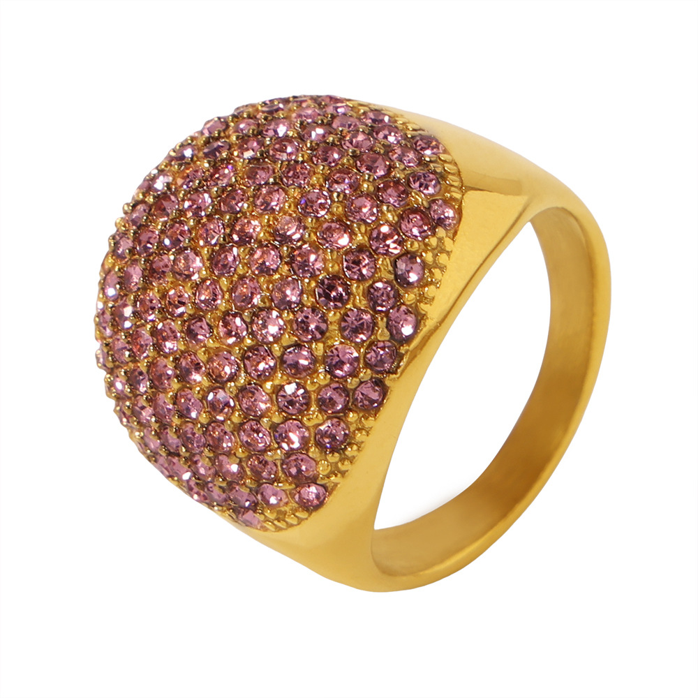 stone inlay stainless steel with zircon natural stone handmade