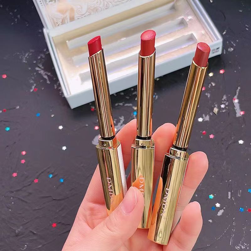 Dmdn Lambskin Stiletto Lipstick Set Matte Velvet Lipstick Non-Stick Cup Non-Fading Comes with Mirror Gift Box