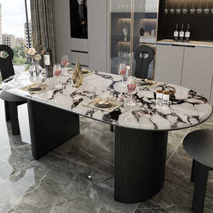 French Napoleon household marble dining table retro modern simple small apartment home dining oval dining table