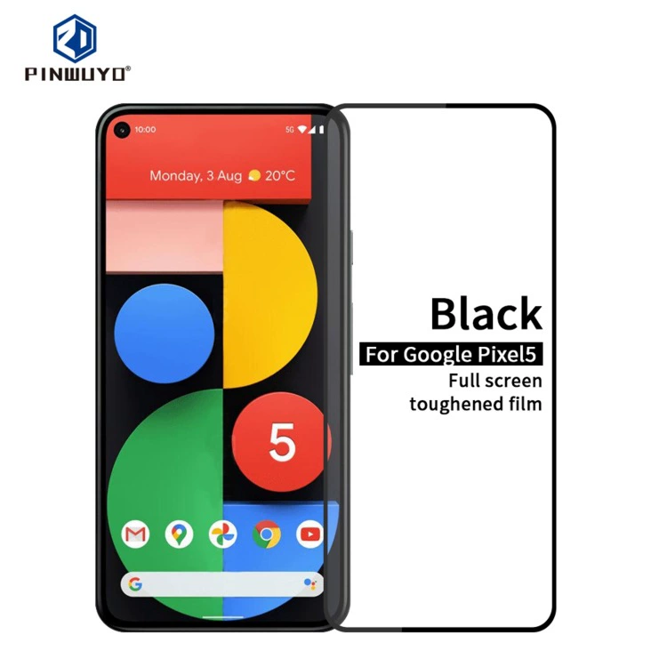 Подходит для Google Pixel 5, защитное закалённое стекло 9H 2.5D на весь экран, золотистая отделка