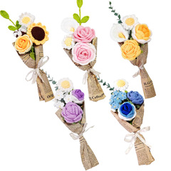教師の日のギフトブーケローズ造花織花手作りブーケ完成品卸売ウールフラワー編み花