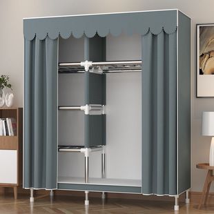 Simple Wardrobe Home Bedroom Cloth Wardrobe for Rental Room Strong and Durable Assembly Simple Modern Full Steel Frame Wardrobe