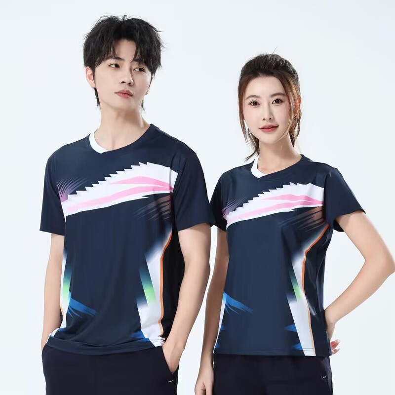 Wholesale custom printed sports tops, quick-drying shorts, school badminton uniform set, men's short-sleeved volleyball jersey