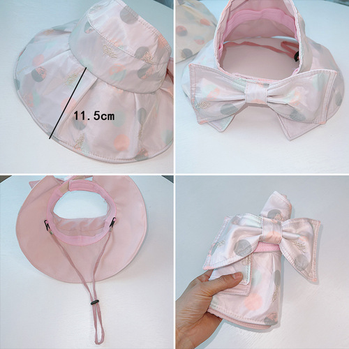 Children's sun protection hat girls summer empty top sun hat anti-UV baby sun hat spring outing big brim hat