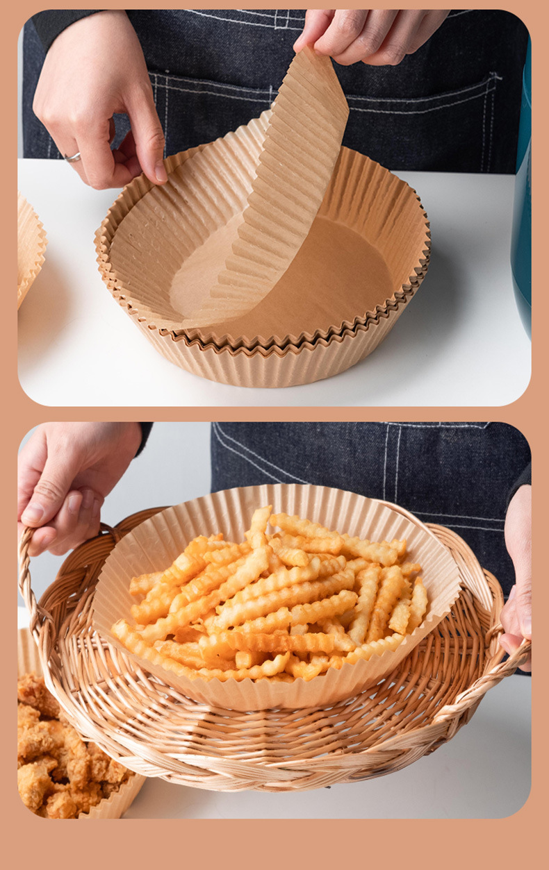 Silikon-Backpapier für den Hausgebrauch, runde Papierplatte, Luftfritteuse-Spezialzubehör, antihaftbeschichtetes Silikon-Backpapier, Grillzubehör, Großhandel
