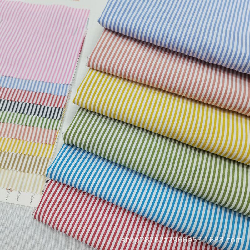 Spring and Summer Striped Fabric Yarn-Dyed 2mm Interlock Blue and White Dress Children's Clothing in Stock, Fresh Style