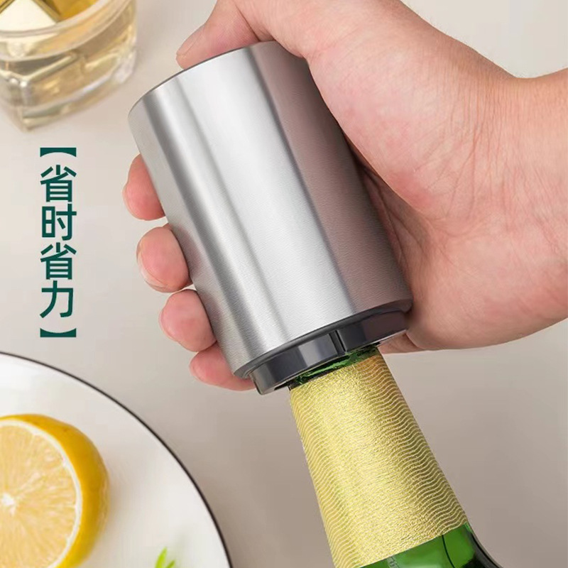 Stainless steel beer bottle opener automatic push-type home creative corkscrew bar barbecue restaurant wine opening tool