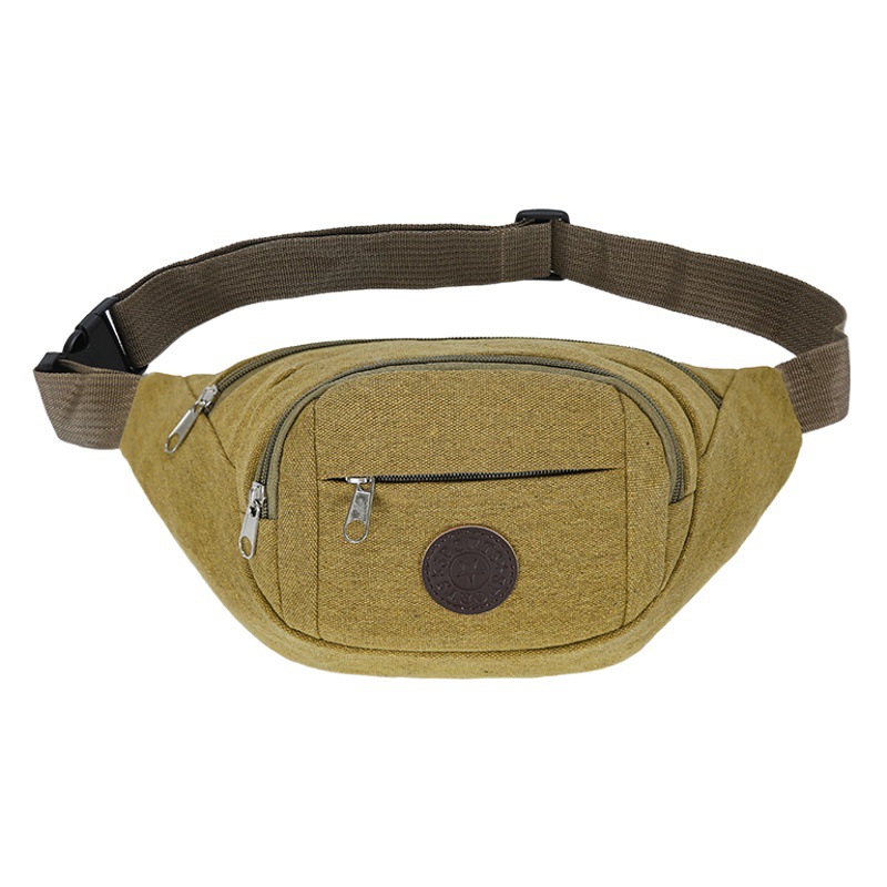 Factory Direct Sales Men's Canvas Sports Waist Bag, Women's Casual Fashion Large-Capacity Storage Canvas Waist Bag