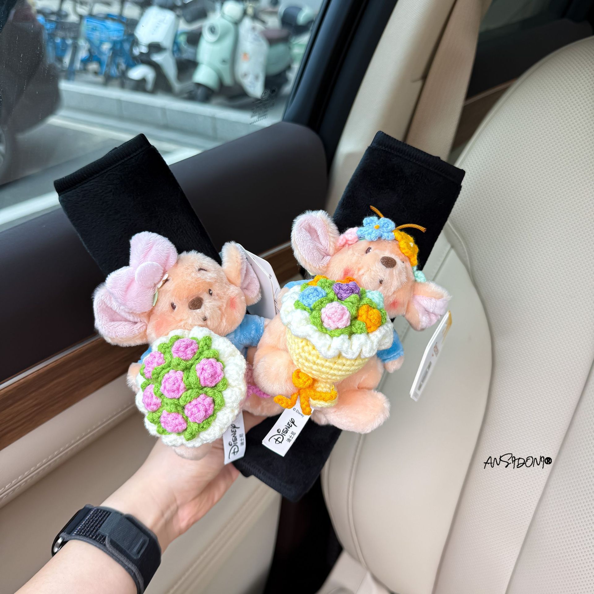 Authentic Baimei Forest Little Bean Flower Car Seatbelt Shoulder Pad Car Interior Decoration Anti-Neck Strain Car Decoration