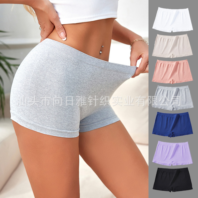 European and American Cross-Border Simple Solid Color Boxer Briefs Comfortable Seamless Women's Underwear Temu Xiyin Amazon Foreign Trade Wholesale