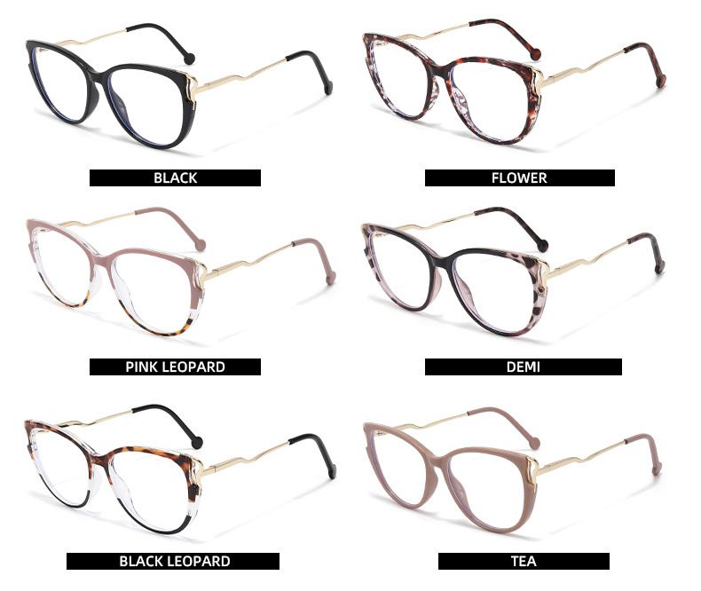 Lunettes rétro œil de chat anti-lumière bleue, monture haut de gamme, unisexe, cerclées en métal, pour hommes et femmes._voghion.com
