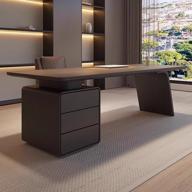 Italian Minimalist Solid Wood Desk Home Living Room Study Desk Simple Light Luxury Boss High-End Computer Desk