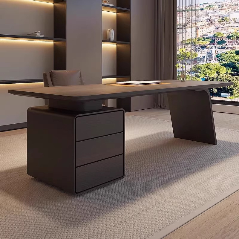 Italian Minimalist Solid Wood Desk Home Living Room Study Desk Simple Light Luxury Boss High-End Computer Desk