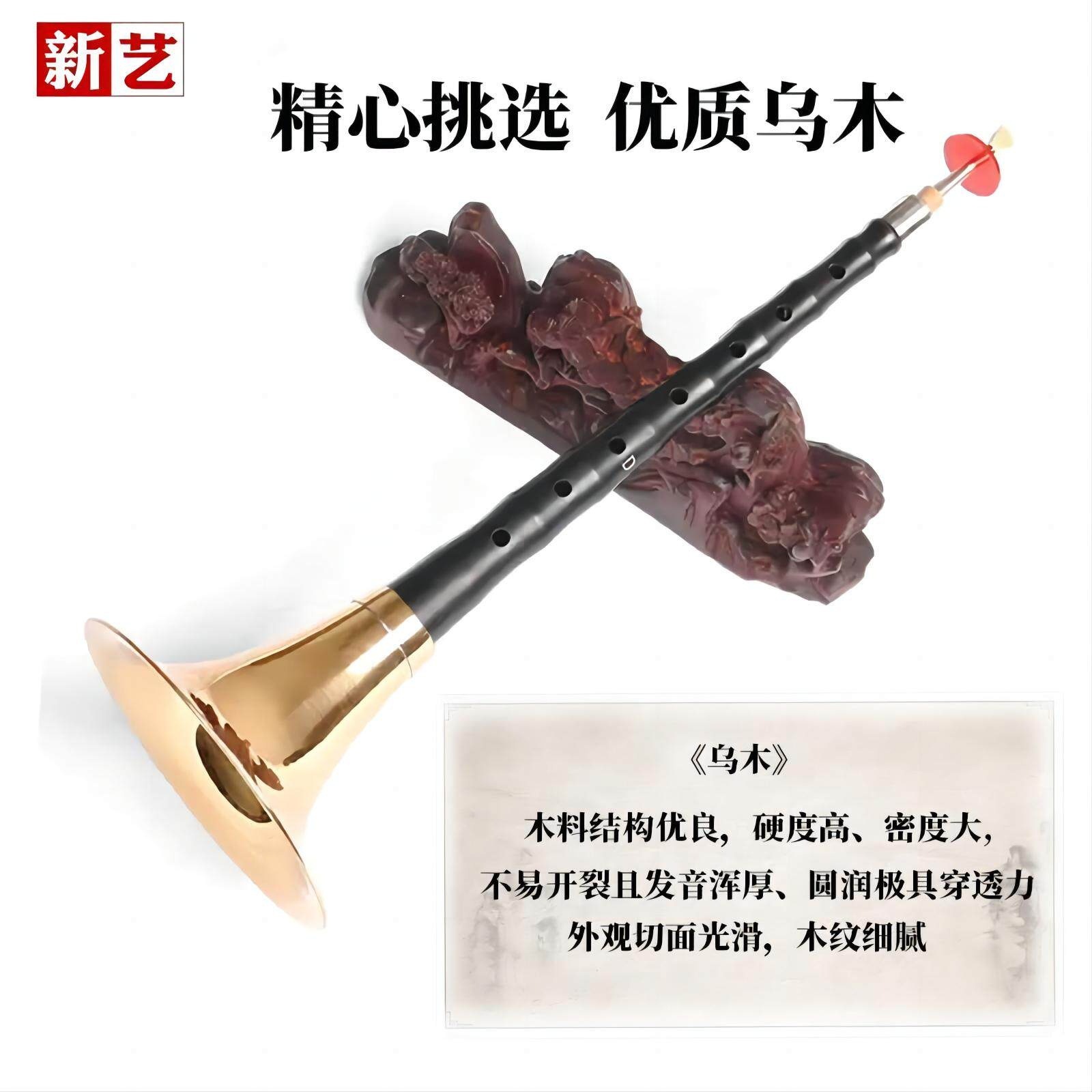 专业黑檀乌木唢呐D调红木d调唢呐成人初学者唢呐乐器全套喇叭