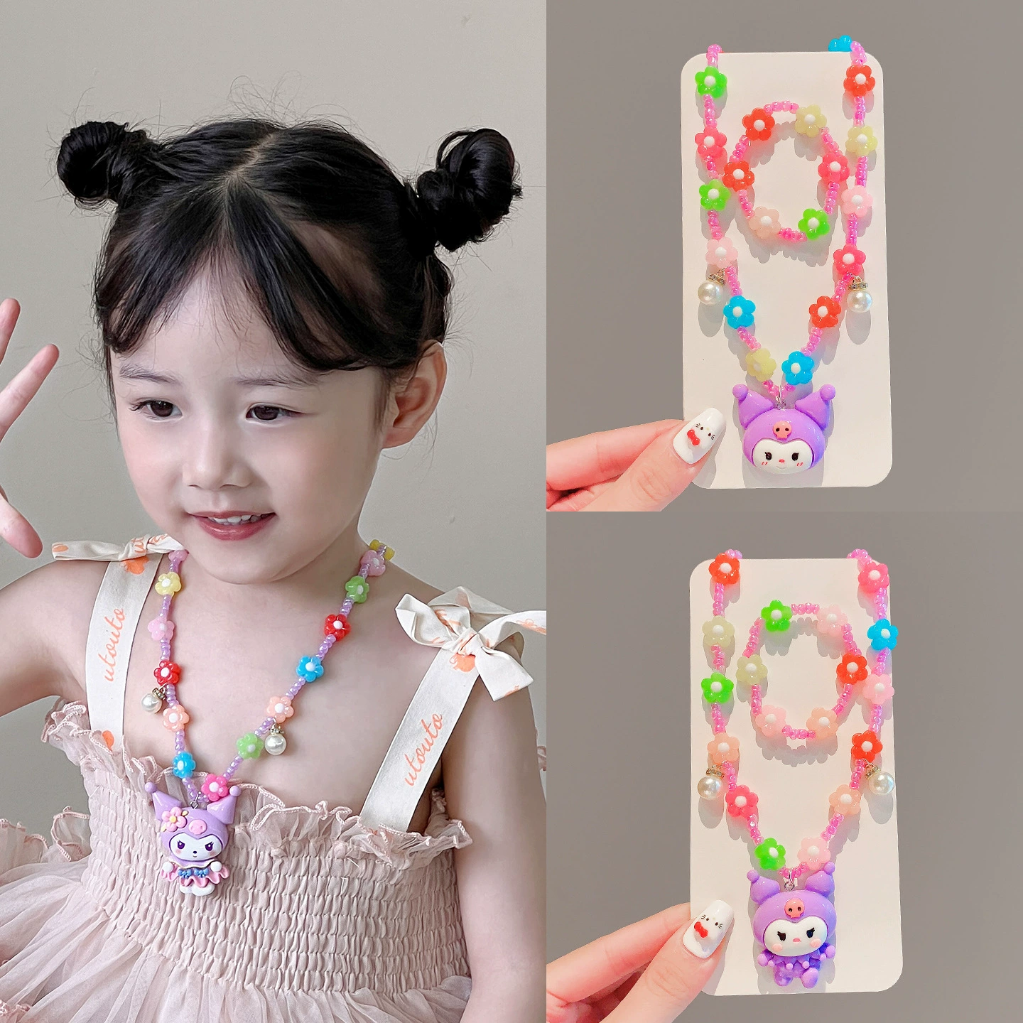 Детское ожерелье с мультяшными бусинами для девочек, милые украшения для маленькой принцессы, модные украшения для девочек, аксессуары Sanrio для малышей