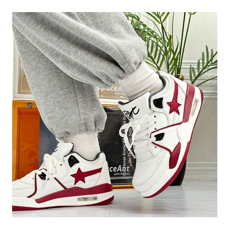 Air Cushion Meteor Board for Men's Spring 2024 New Versatile Instagram Casual Little White Thick Sole Basketball Shoes_voghion.com