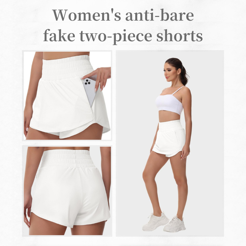 Amazon Women's Lightweight Casual Sports Culottes Outdoor High Waist Tennis Golf Anti-running Fake Two-piece Shorts
