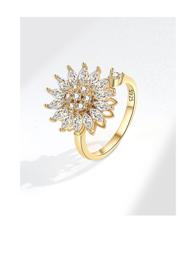 4g Weight Anxiety Ring Classification Adjustable Ring Size 1 Piece Quantity Daily Occasion 925 Sterling Silver Material Flower Pattern All Seasons Season Women's Gender Plating Design Elegant Style 925 Sterling Silver Flower Anxiety Ring 925 Sterling Silver Rings