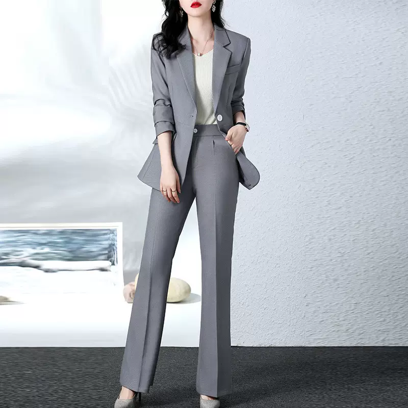 显瘦气质正式场合西装套装长裤女神范春秋季职业西服两件套英伦风
