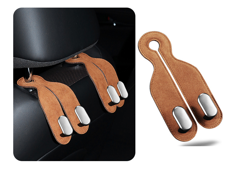 Car Seat Back Phone Holder Storage Dual Hook Alcantara Interior