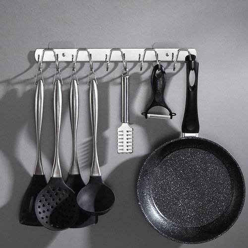 New stainless steel kitchen row hooks, no punching, bathroom towel hooks, coat hooks, kitchen hooks, wall hanging door coat hooks