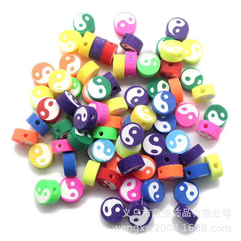 Cuentas de cerámica suave DIY, caras sonrientes, sueltas para pulseras y collares