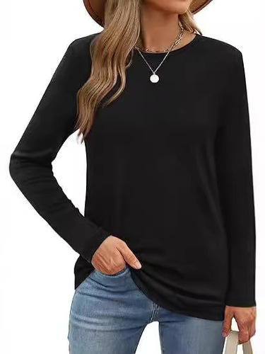 European and American women's clothes, foreign trade bottomed shirt, women's high-end loose round neck, winter large size, milk silk inside T-shirt