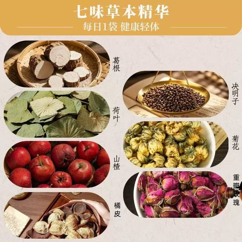 Kudzu Lotus Leaf Hawthorn Herbal Tea Ge Gen He Ye Shan Zha Blend with Chenpi Chrysanthemum Cassia and Rose 20 Teabags key features