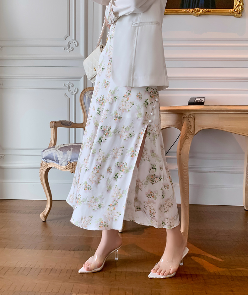 Set công sở nữ áo vest hai mảnh kèm đầm satin dây mảnh — Màu trắng chi tiết 6