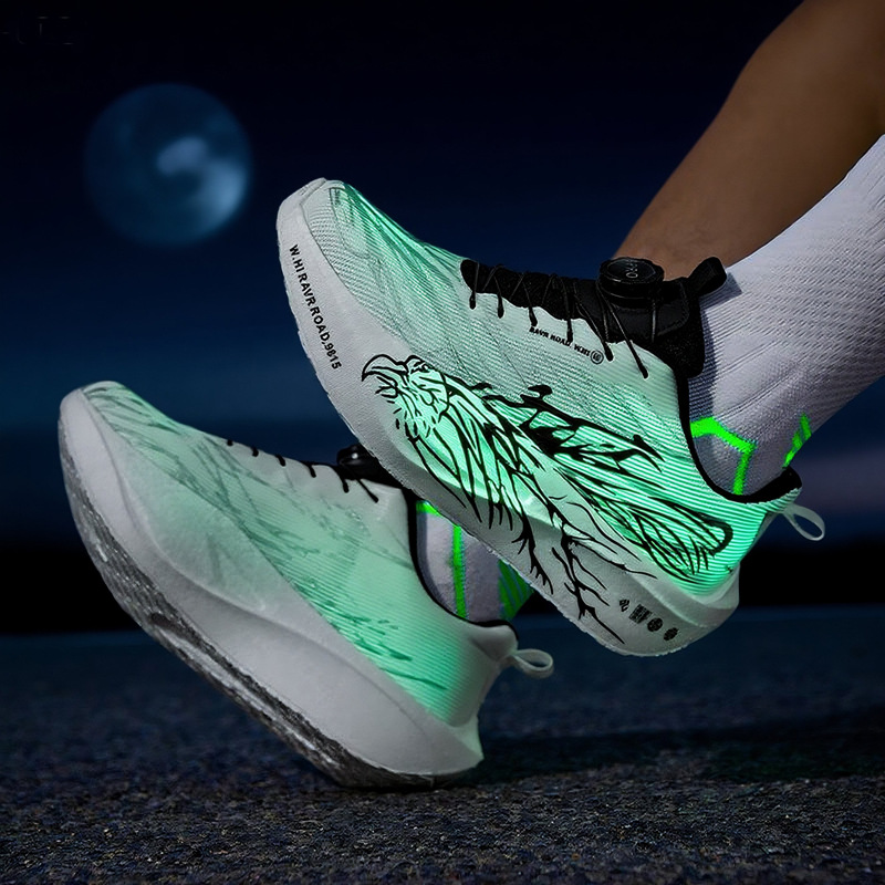 Nuevos zapatos para correr para hombres y mujeres, baja línea ligera transpirable doble red espesada latido cardíaco fluorescente para padres e hijos placa de carbono deportivo image 6