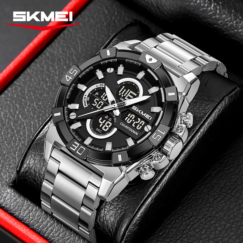 Reloj de acero al aire libre, doble pantalla multifuncional, reloj impermeable transfronterizo, comercio exterior al por mayor