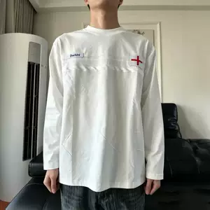 เสื้อยืดแขนยาว คอกลม ผ้าฝ้าย สไตล์อเมริกันวินเทจ